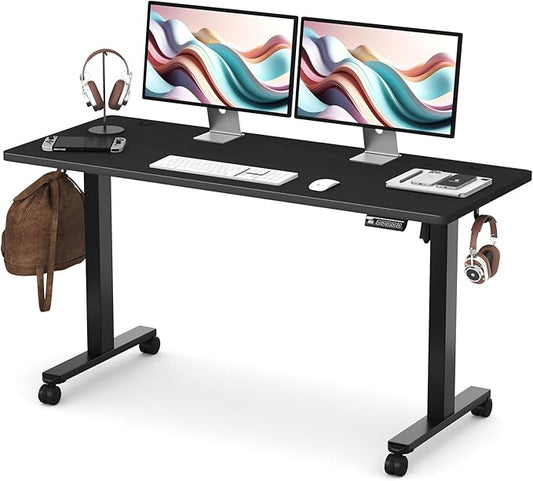 Monomi 59 inch Electric Standing Desk with Memory Preset, Adjustable Height Standing Desk for Home Office & Gaming, Large Computer Desk with Anti-Collision, Black
