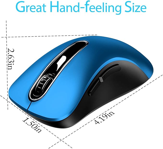 memzuoix 2.4G Portable Wireless Mouse, 1400 DPI Mobile Optical Cordless Mice with USB Receiver for Computer, Laptop, PC, Desktop, MacBook, 5 Buttons, Blue
