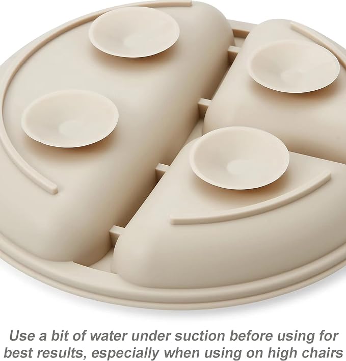 PandaEar Silicone Baby Feeding Set| 2 Pack Silicone Divided Suction Plate and 2 Pack Tiny Cup with 2 Spoons 2 Forks| Baby Led Weaning Supplies Self Feeding Eating Utensils (Light Tan/Walnut)