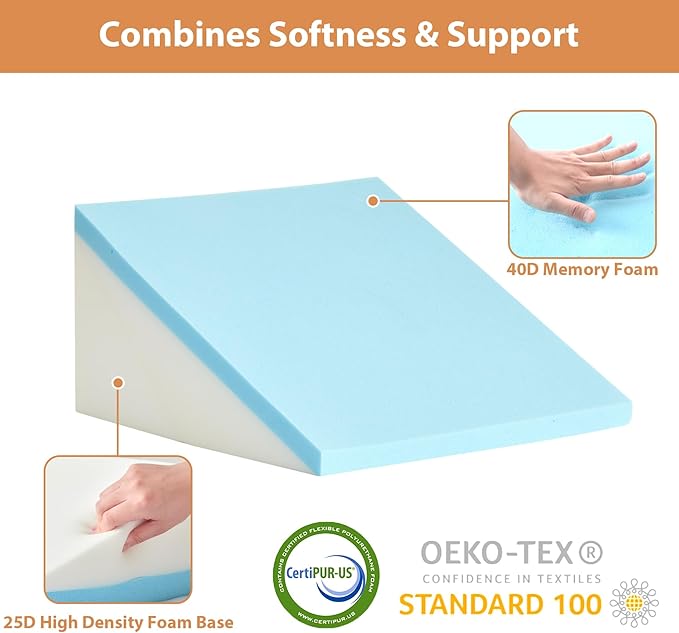 3PCS Wedge Pillow for Acid Reflux Relief, Adjustable Wedge Pillow Headboard, Bed Wedges Pillow for Back Pain Relief, Sleeping, Post Surgery, Back Support Pillows for Sitting Up, Snoring, Plush Grey