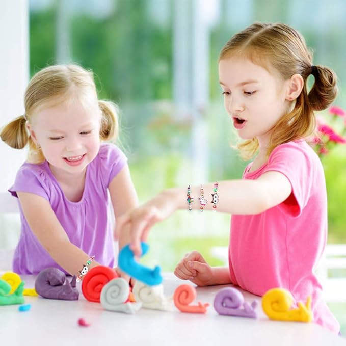 LovesTown 14 PCS Kids Bracelets for kids, Charm Bracelet Friendship Braided with Animal Woven, Birthday Holiday Gifts for Little Girls Dress Up Toddler Play Jewelry, Easter Basket Stuffers Eggs Toys