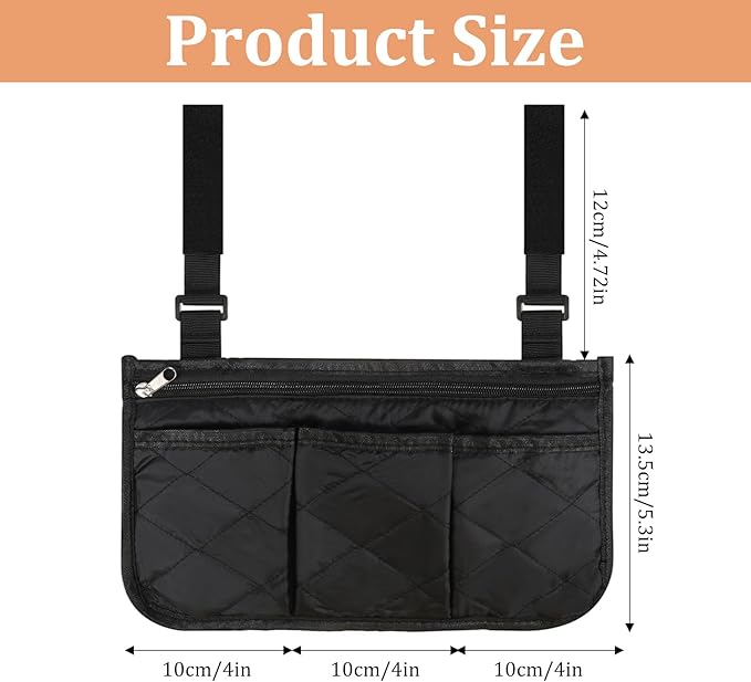 Wheelchair Side Bag, Wheelchairs Storage Bag Wheelchair Pouch Wheelchairs Armrest Bags with Cup Holder Elderly Walking Aid Suspension Bags Wheel Chair Accessories for Walkers Rollators (Black)