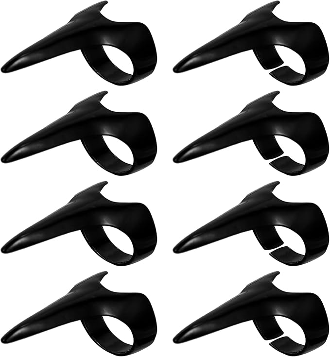 Beaupretty 8Pcs Halloween Costume Claws Fake Nail Rings Metal Gothic Punk Full Finger Rings Fingertip Nail Art Decoration Halloween Party Favor
