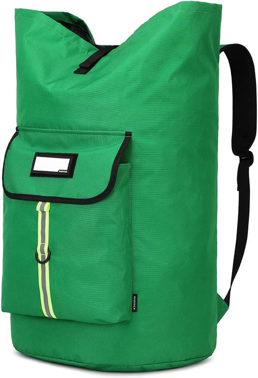 SUOVOCK Extra-Large Heavy Duty Laundry Bag Backpack - Drawstring Closure (Grass Green)