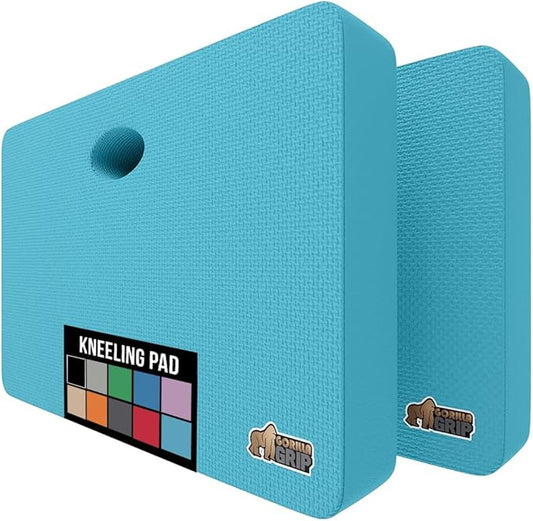 GORILLA GRIP Extra Thick Patent Pending Soft Foam Kneeling Pad, 2 PK, Supportive Large Cushion Knee Pads for Gardening, Baby Bath, Dirt and Water Resistant, Workout, Garden Supplies, 17.5x11 Turquoise