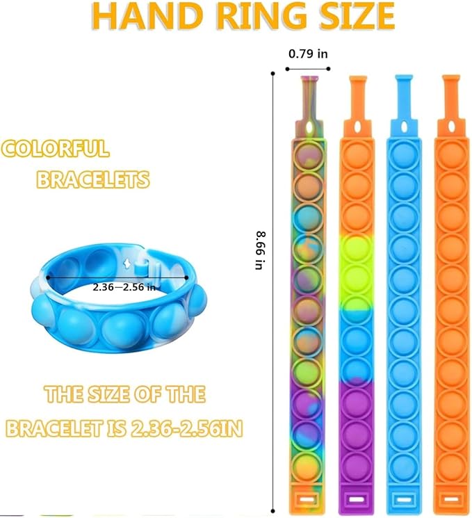 12pcs pop Random Bracelet,Pop Bubble Fidget Sensory Toys, Pop Toy Bulk for Party Favor, Classroom Student Prizes Easter Basket Goodie Bag Stuffers Christmas Valentine Gift for Kid