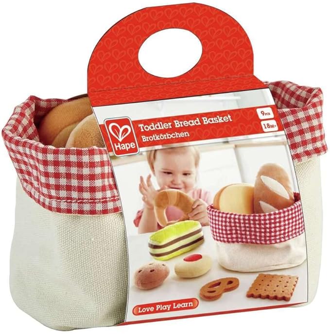 Hape Toddler Bread Basket |Soft Pretend Food Playset for Kids, Bread Toy Basket Includes Toast, Jam Cookie, Cake, Soda Biscuit and More
