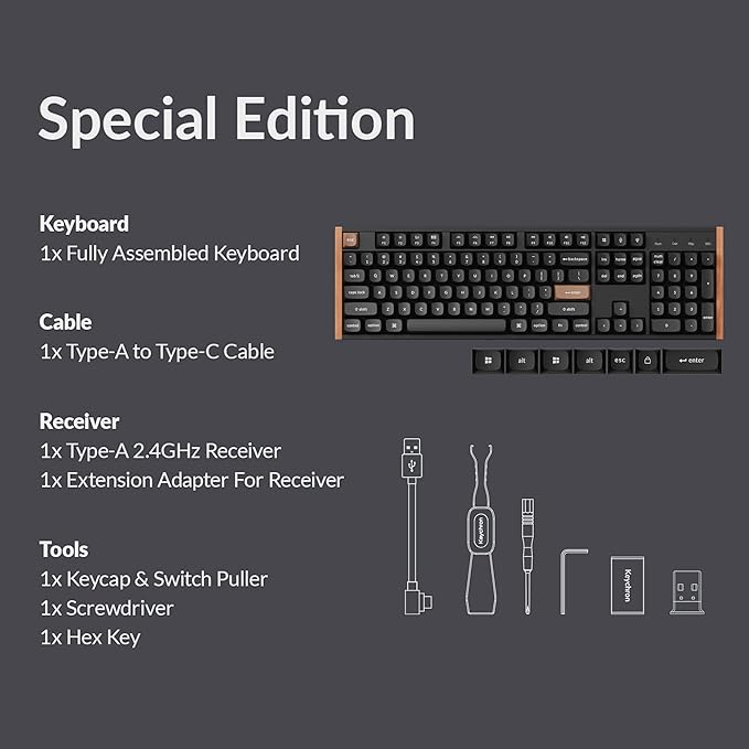 Keychron K10 HE Hall Effect Keyboard Wireless, Magnetic Switch Hot Swappable, Adjustable Actuation Rapid Trigger Mode with Aluminum + Wood Frame, Full-Size Custom RGB for Mac Windows Linux - Black