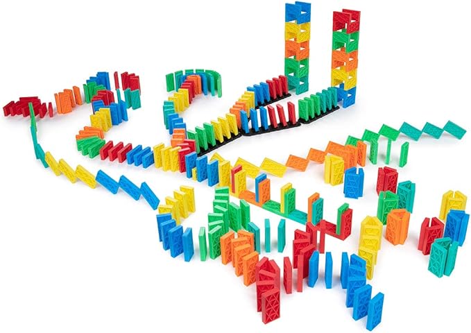 Bulk Dominoes Kinetic Domino Kit | Dominoes Set, STEM STEAM Small Toys, Family Games for Kids, Kids Toys and Games, Building, Toppling, Chain Reaction Sets (331pc)