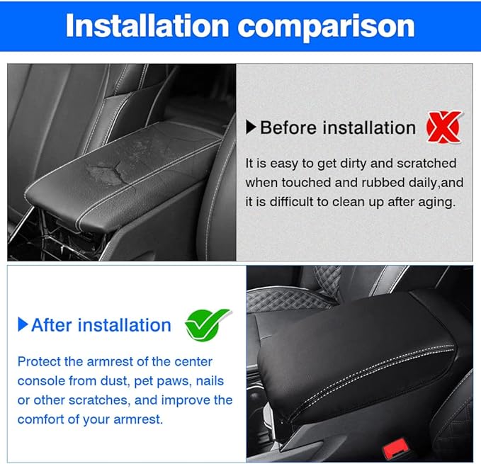 Autorder Center Console Armrest Cover for 2021-2025 2026 Jeep Grand Cherokee L Accessories Armrest Cover Anti-Scratch Middle Console Pad Leather Armrest Protector