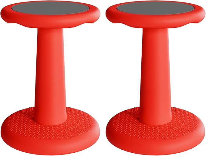 Gpack-pro Kids Wobble Stool 2-Pack – Improves Focus Attention – Non-Slip Base - Wiggle Chair Active Flexible Seating for Preschool Kindergarten Elementary School 17.7-Inch High (Red)