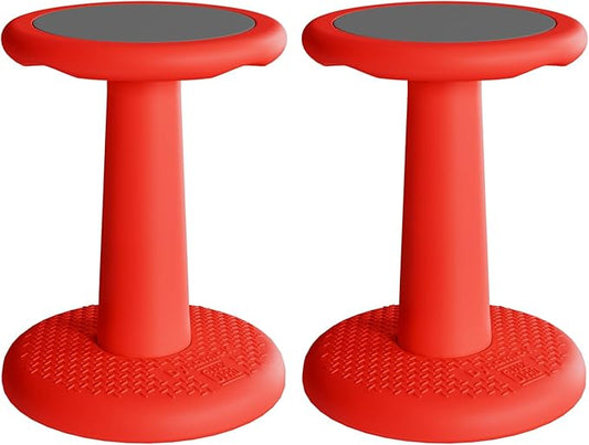 Gpack-pro Kids Wobble Stool 2-Pack – Improves Focus Attention – Non-Slip Base - Wiggle Chair Active Flexible Seating for Preschool Kindergarten Elementary School 17.7-Inch High (Red)