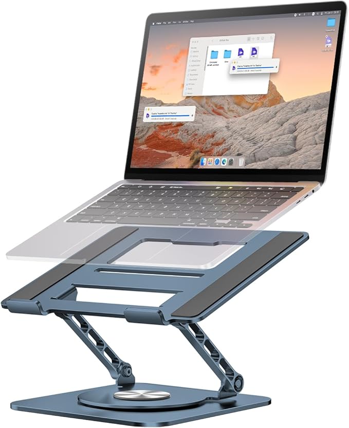 MCHOSE Laptop Stand for Desk, Ergonomic Laptop Riser with 360° Rotating Base, Foldable Notebook Computer Holder Stand Compatible with MacBook Air Pro, Dell XPS, More 10-15" Laptops, Navy