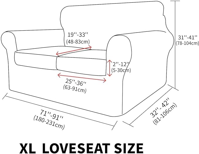 MAXIJIN 3 Piece Stretch Couch Covers for 2 Cushion Couch Sofa Slipcovers with 2 Extra Large Seat Cushion Couch Jacquard Loveseat Sofa Couch Cover for Dogs (2 Cushion Sofa, Black)