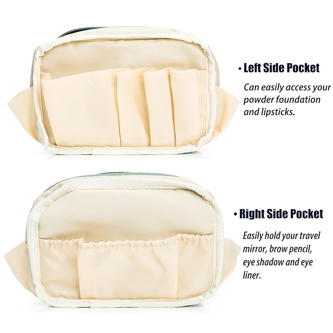 Hekyip Rectangular Beauty Bag, Small Travel Makeup Bag for Purse, Portable Waterproof Cosmetic Pouch for Ladies Women (Rectangular Mint Blue)