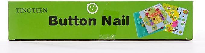 TINOTEEN Button Art Toy for Toddlers,Toddler Activities Crafts Color Matching Early Learning Educational Mosaic Pegboard 50 Buttons and 18 Pictures