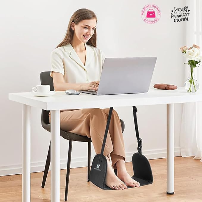 ELSTRA Luxury Airplane Foot Hammock - Removable Base & 60D Premium Memory Foam Footrest for Travel, Office, Gaming & Train - No Foot Clashing, Adjustable, Waterproof, Pouch + Stick-On Guide Included