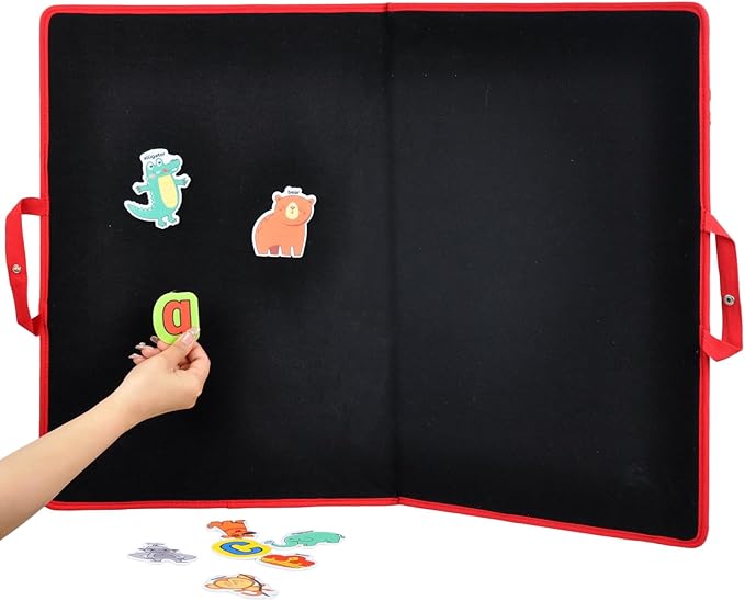 CHEFAN Large Felt Flannel Board 31.5 * 23 in, Foldable Freestanding Felt Story Learning Board for Toddlers, Double-Sided Use for Preschool Classroom, Multi Felt Pieces Can Be Used, Gifts for Kids