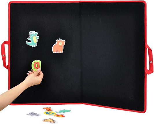 CHEFAN Large Felt Flannel Board 31.5 * 23 in, Foldable Freestanding Felt Story Learning Board for Toddlers, Double-Sided Use for Preschool Classroom, Multi Felt Pieces Can Be Used, Gifts for Kids