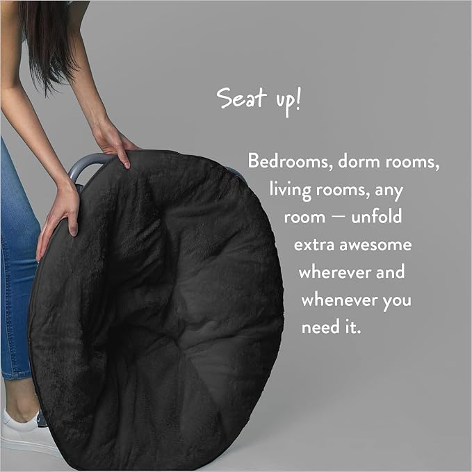 Urban Lifestyle Faux Fur Saucer Chair, One Size, Black