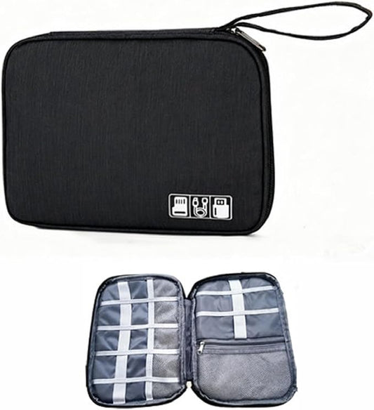 Bestac Electronics Organizer Case, Cable Storage Pouch for Travel, for Phones, Power Banks, SD Cards, and Chargers (Black)