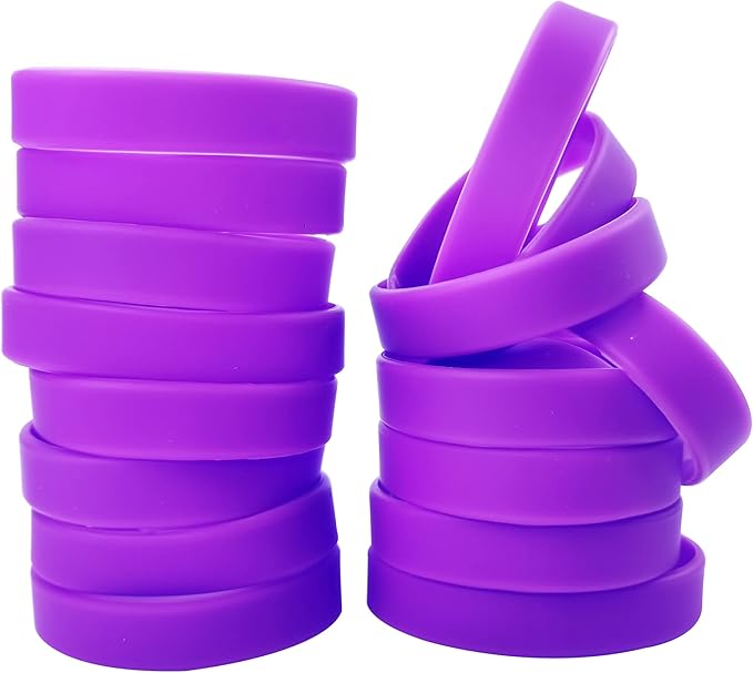 30 PCS Silicone Bracelets Wristbands for kid, Sports Rubber Elastic Wristband Bracelet for Party Decorations Favors Set Pack Purple