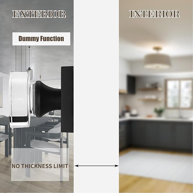 coolnews 2 Pack Matte Black Dummy Door Knob Glass Door Knobs Interior Crystal Door Handles for Hall and Closet Crystal Door Knobs