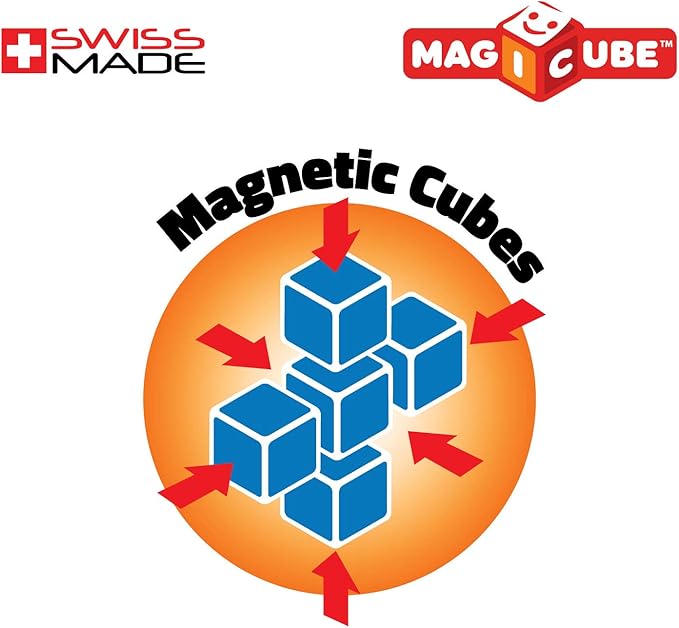 GEOMAG MagiCube Fruit 4-Piece Magnetic Cubes Building Set, Toddlers & Kids Ages 1.5+, STEM-Endorsed Educational Toy, Swiss-Made, Creativity & Early Learning Fun, 6 Adorable Building Ideas