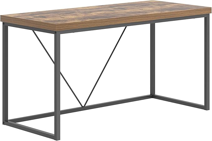 EXCEFUR Industrial Computer Desk, Wood and Metal Home Office Desk, Writing Study Work PC Table for Living Room Bedroom, Rustic Brown, 53 inch