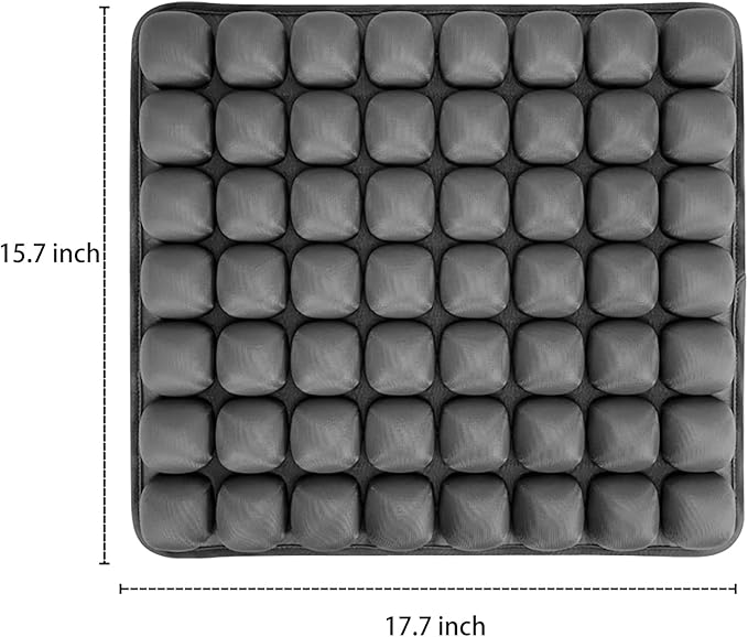 Inflatable Seat Cushion - Portable Travel Cushion for Airplane, Office & Camping - Adjustable Support with Pressure Dispersion to Prevent Discomfort & Bedsore-Grey