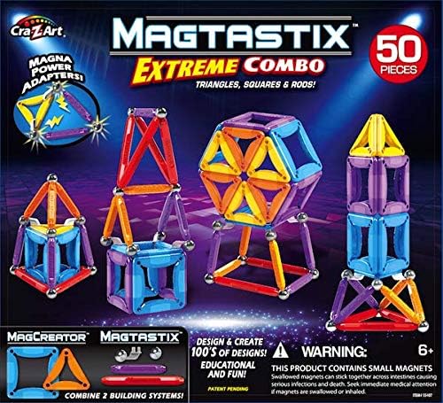 Cra-Z-Art Magtastic 50 Piece Extreme Combo Magnetic Set, Blue