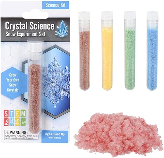 ArtCreativity Growing Snow Crystal Test Tubes, Set of 4, Science Kit for Kids, Snow Experiment Set, Educational STEM Toys for Boys and Girls, Unique Birthday Party Favors for Children