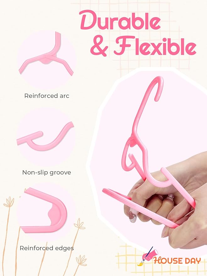 HOUSE DAY Kids Plastic Hangers for Closet, Childrens Hangers for Clothes & Baby Hangers, Toddler, and Child Clothes - Clothing, Pants, Coats, and More - Ideal for Everyday Use (Pink, 120 Pack)