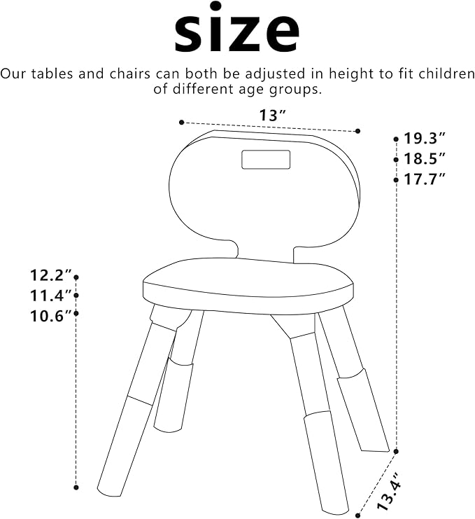3 Level Height Adjustable Kids Chairs Plastic Preschool Chair Durable and Lightweight Child Chair with a Maximum Load Capacity of 130 pounds Suitable for Day Care, Classroom, and Home (1-Pack Beige)