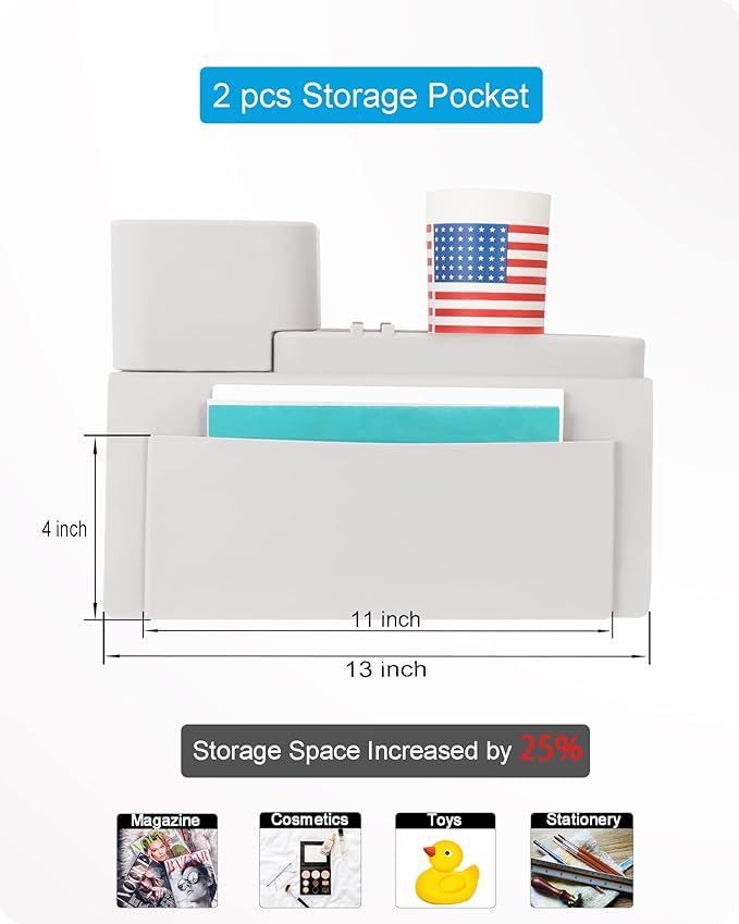 Couch Cup Holder Tray, VIENFUT Silicone Anti-Slip Sofa Armrest Tray with Side Pockets, BPA-Free Anti-Spill Couch Drink Holder for YETI, Remote, Snacks, Cellphone and iPad, Ideal Gift (Griege)