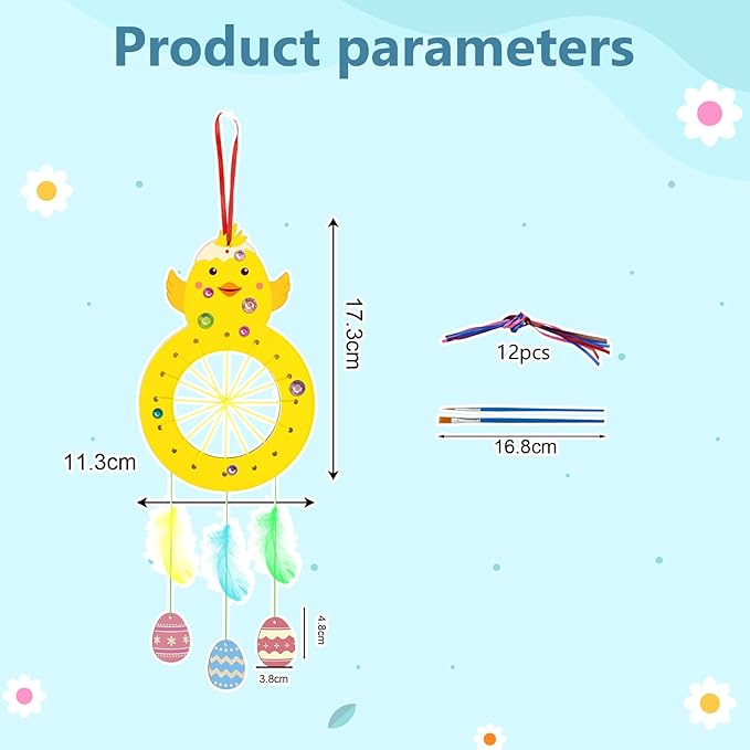 Fennoral 8 Pack Easter Craft for Kids Paint You Own Chick Dream Catcher Craft Kit for Girls Boys DIY Coloring Craft for Easter Art Activity Project Easter Gifts