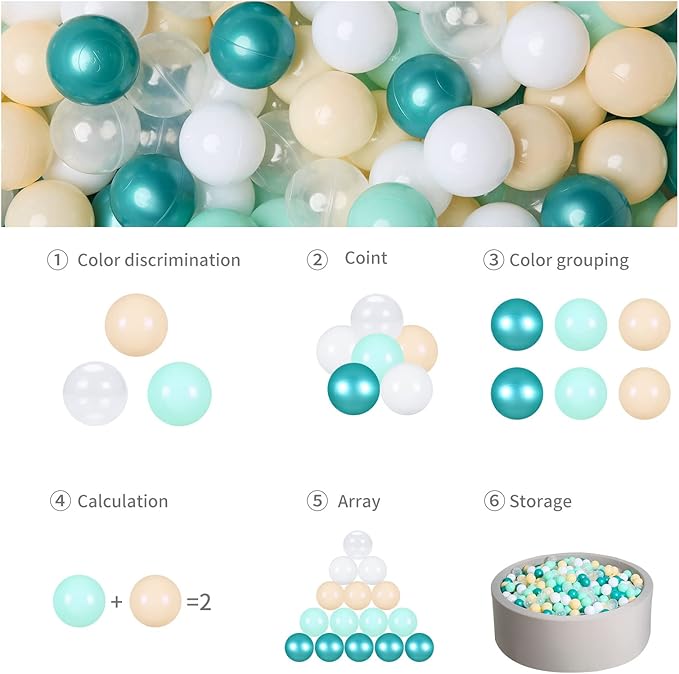 GOGOSO Green Ball Pit Balls for Babies Ball Pit Kids Play Tents, Children Toddlers Plastic Pool Balls for Room &Party Decorations, 100 Toys Pool Balls, Green Colors