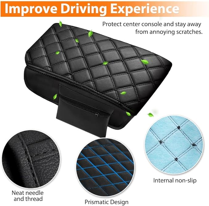 Autorder Center Console Cover for 2011-2019 2020 2021 Jeep Grand Cherokee Accessories Armrest Cover Anti-Scratch Middle Console Pad Leather Armrest Protector