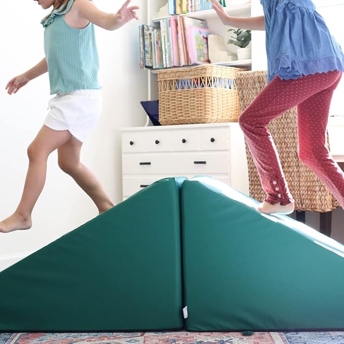 Foamnasium Mega Wedge Set, Indoor Foam Playset, 2 Piece Soft Toddler and Active Kids Play Foam Climber for Crawling, Climbing, Sliding and Jumping, Made in The US, Enhanced Marigold