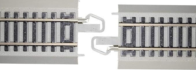 Bachmann Trains - Snap-Fit E-Z Track 9” Straight Terminal Rerailer w/Wire (1/card) - Nickel Silver Rail With Gray Roadbed - HO Scale