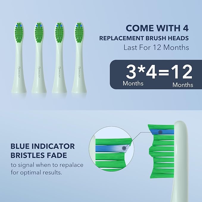 ARISSON Sonic Electric Toothbrush for Adults and Kids, 40,000 VPM Power Toothbrush, 1.5H Fast Charge Ultrasonic Electric Toothbrushes with 2 Minutes Smart Timer, 1.6 Oz Travel Toothbrush, Powder Blue