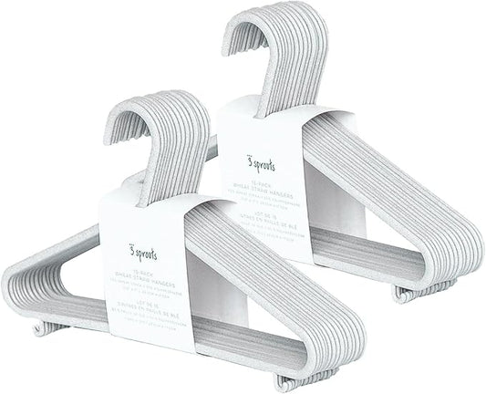 3 Sprouts Sustainable Wheat Straw Plastic Toddler & Kids Hangers – Pack of 30 Infant Baby Clothes Hangers for Closet Organization – Small Children's Hanger for Nursery - Speckled Gray