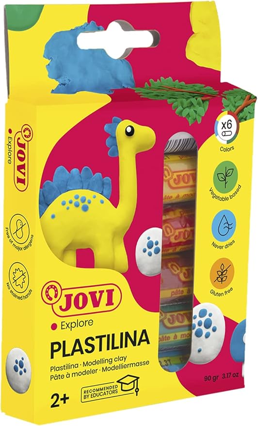 Jovi Plastilina Reusable Non-Drying Modeling Clay; .5 oz. Rolls, Set of 6 Colors, Perfect for Arts and Crafts Projects