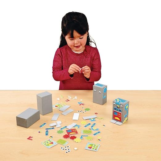 Colorations DIY Robot Foam Craft Kit for Kids, Set of 12, EVA Foam, Paper Mache, Self-Adhesive, No-Glue, STEM, STEAM, Science, Robotics, Early Learning, Teacher