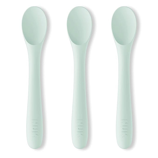 NUK Silicone Baby Spoons, Durable Silicone Material, Easy to Hold & Feed, Dishwasher-Safe, BPA-Free, Pack of 3