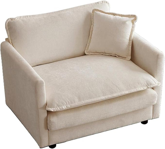 Chenille Oversized Accent Chair - 41.4”W Big Comfy Modular Cloud Chair, Cozy Armchair for Living Room, Bedroom, Kids Room, Family Room, Reading Nook, Warm Beige