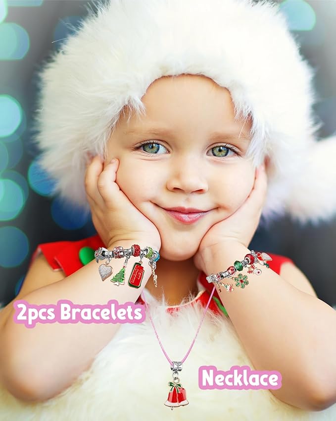 Advent Calendar 2024 Girls, Jewelry Making Kit Charm Bracelet Advent Calendar for Kids Countdown to Christmas, DIY Christmas Arts and Crafts for Girls Age 4-12, Teenagers, Teens Girl, Adults, Women