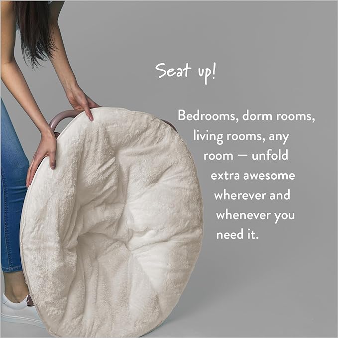 Urban Lifestyle Faux Fur Saucer Chair, 22"D x 32"W x 29"H, White/Gold