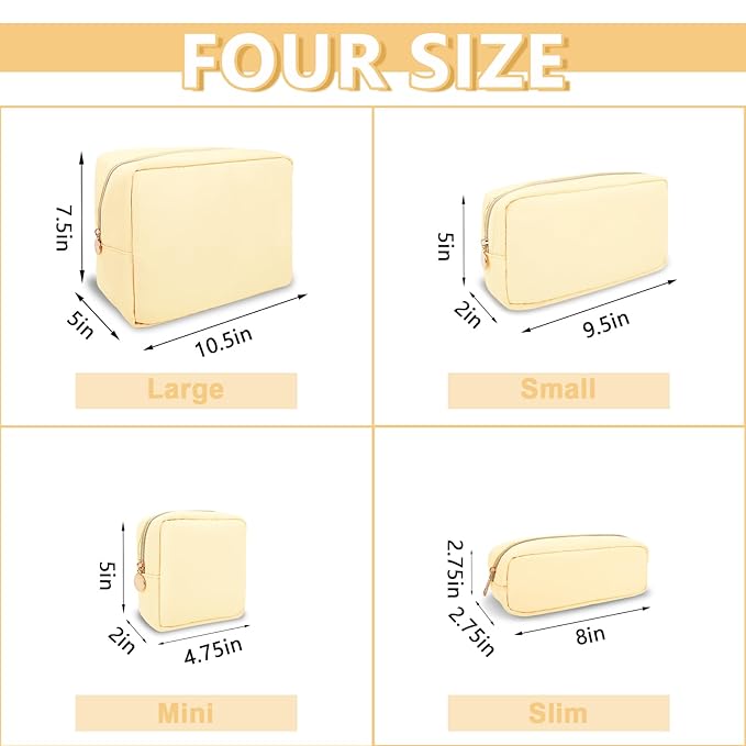 UIXIZQ Small Makeup Bag Pouch for Purse, Nylon Travel Toiletry Storage Bag Cute Preppy Cosmetic Bag for Women Girls, Waterproof Makeup Organizer Bag Pouch Skincare Bag Purse with Zipper (Small-Sand)