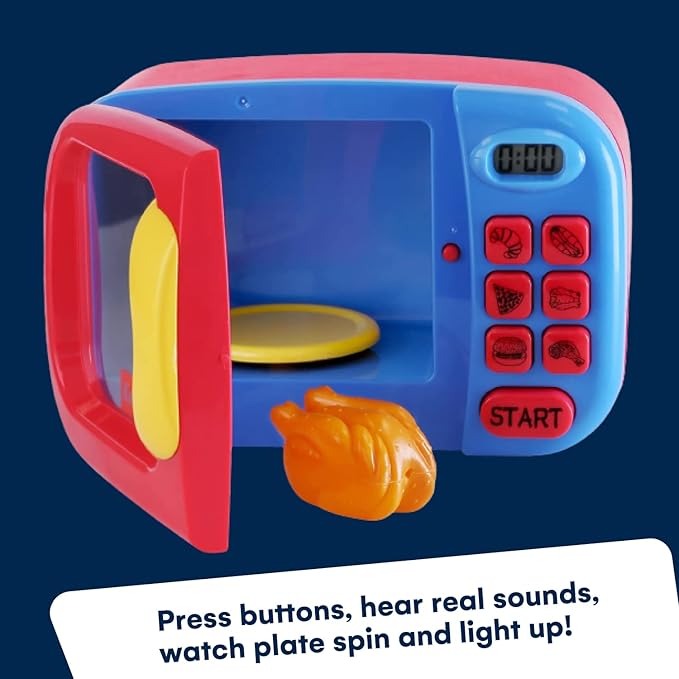 Kidzlane Toy Microwave | Kids Microwave Toy Oven | Play Microwave for Kids and Toddlers | Microwave Kitchen Playset | Pretend Play Cooking Toys Accessories for Girls and Boys